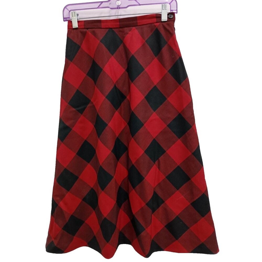 Vintage 90s Talbots Womens A Line 100% Wool Skirt 4 Petite Red Plaid Academia